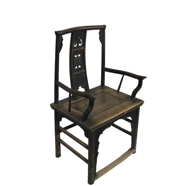 1920s Antique Chinese Southern Official Hat Armchairs - a Pair For Sale - Image 5 of 10