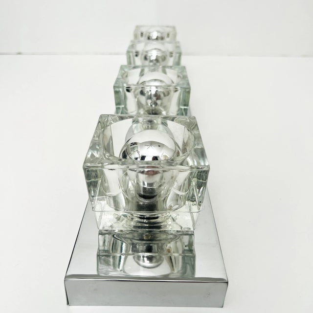 1970s Chrome and Glass Cube Four Light Wall Sconce by Gaetano Sciolari, C. 1970s For Sale - Image 5 of 10