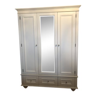 Transitional Pottery Barn White Armoire For Sale
