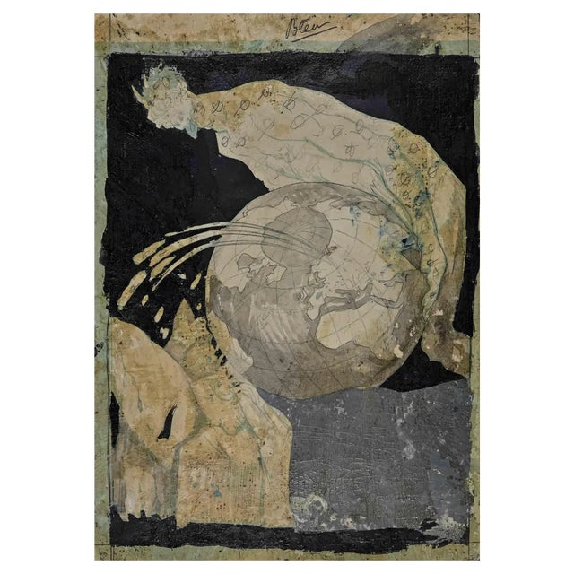 Gabriele Galantara, The World's Heaviness, Lithograph, Early 20th Century For Sale