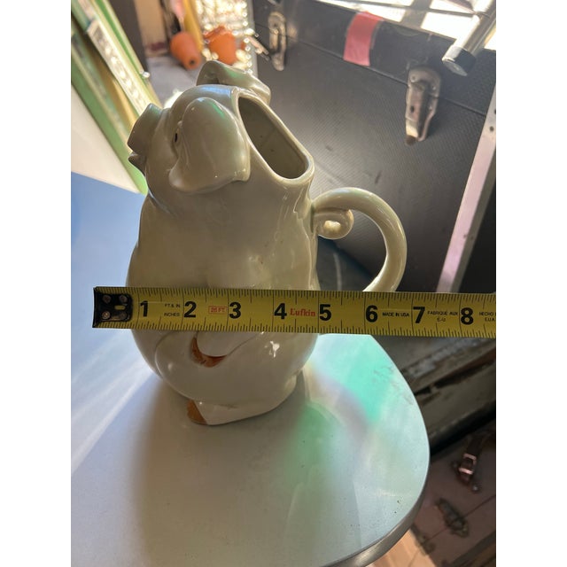 White 1970s Fits and Floyd White Ceramic Piggy Pitcher For Sale - Image 8 of 9