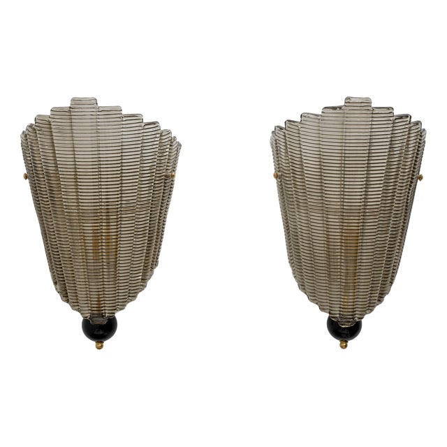 Italian Modern Murano Glass Textured Wall Sconces, 2000, Set of 2 For Sale