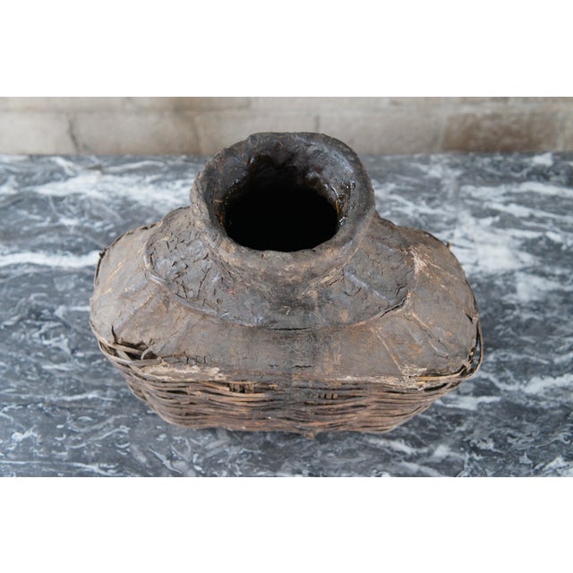 Early 20th Century Antique Chinese Woven Willow Oil Container Jar For Sale - Image 4 of 8