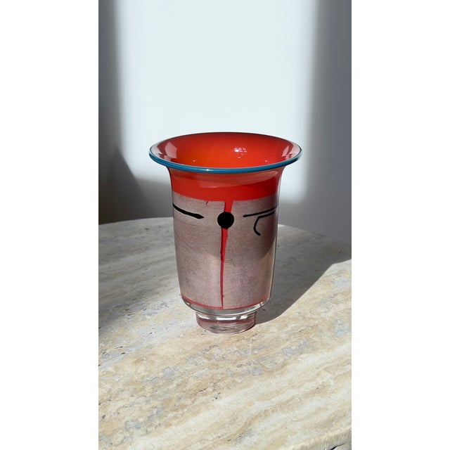 2000 - 2009 2006 Studio Paran Handblown Vase, Red Orange With Silver Leaf For Sale - Image 5 of 5