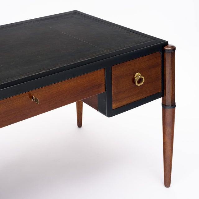 Art Deco Period Writing Desk, Mahogany, Leather, French, Vintage 1940s For Sale In Austin - Image 6 of 9