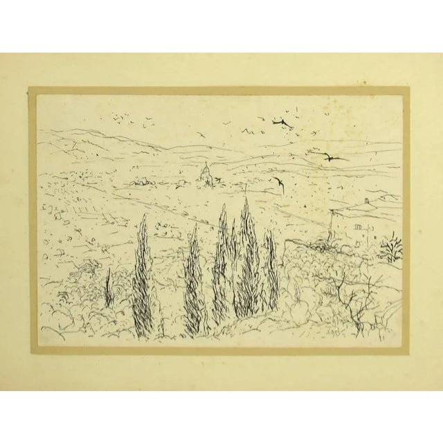 Eugen Drăguțescu, Landscape, Drawing Ink, Mid 20th Century For Sale - Image 3 of 3