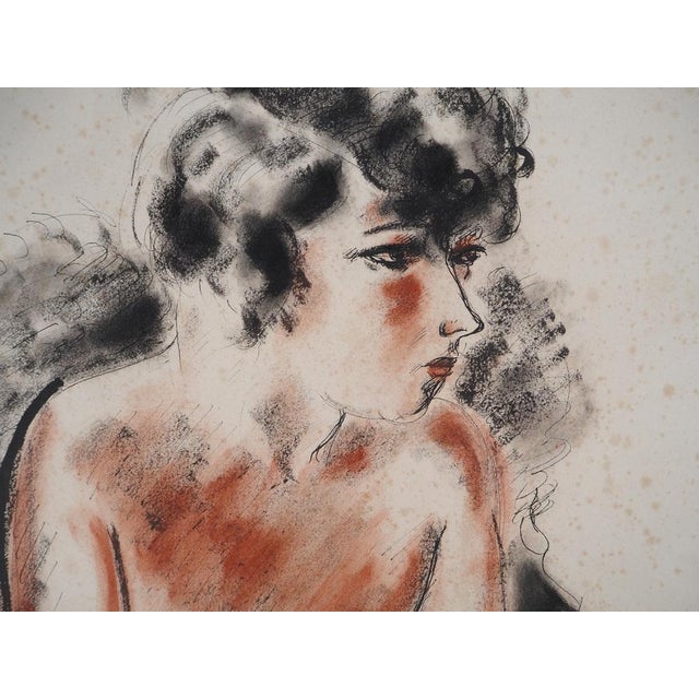 André Dignimont, Nude in a Wool Coat, Original Signed Watercolor For Sale - Image 5 of 8