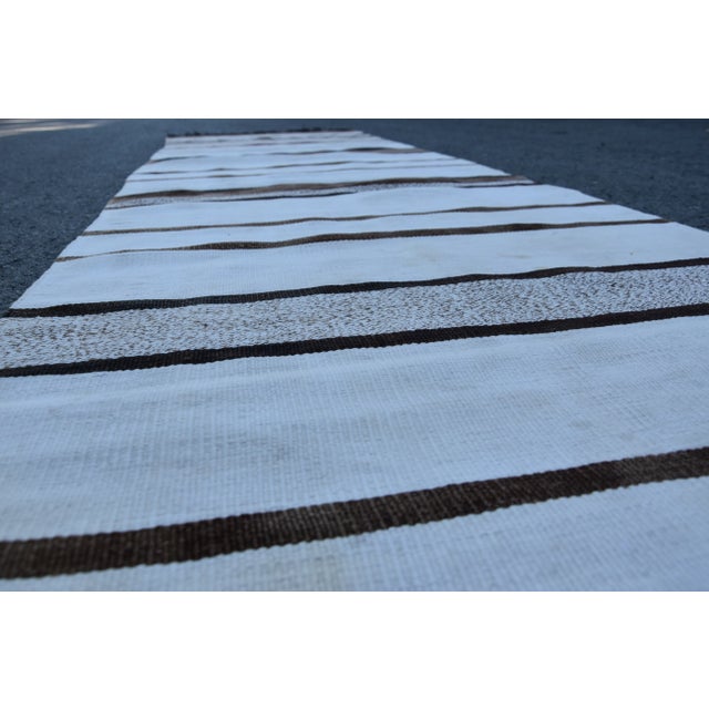 White 1970s Scandinavian Hand Knotted White Runner Rug For Sale - Image 8 of 11