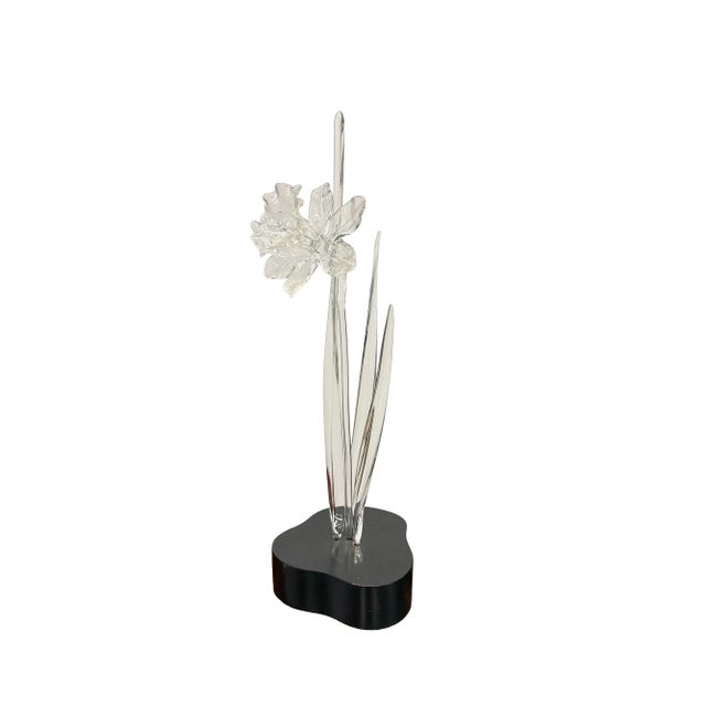 Glass Late 20th Century Hans Frabel Glass Daffodil Sculpture on Stand For Sale - Image 7 of 9