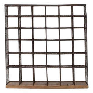 Mid 20th Century French Metal Shelf On Wooden Base For Sale