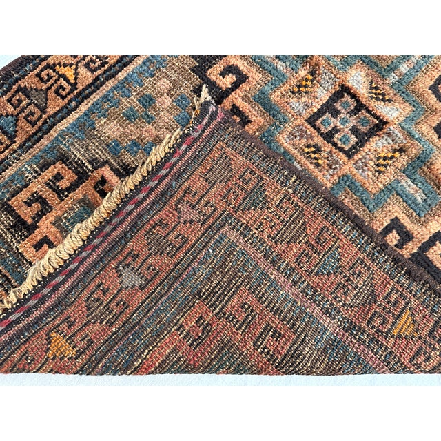 Textile Antique Timuri Baluch Stepped Medallion Tribal Mat - 2'11" X 2'5" For Sale - Image 7 of 8