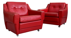 Mid-Century Leather Armchairs, 1970s, Set of 2