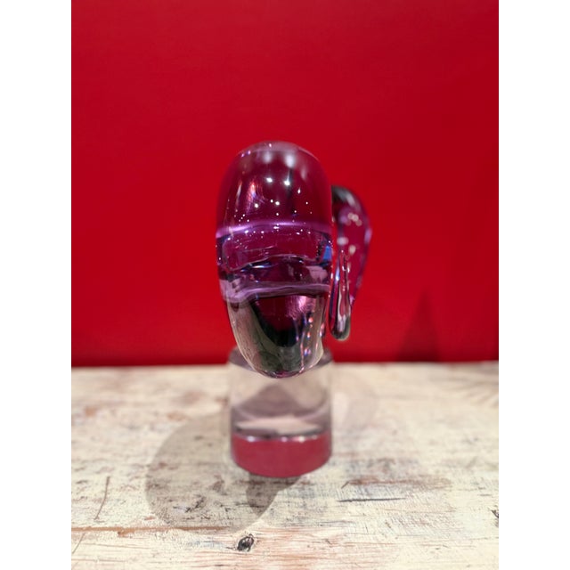 Mid 20th Century Mid 20th Century Italian Murano Sculpture Signed Lavender Glass. For Sale - Image 5 of 6