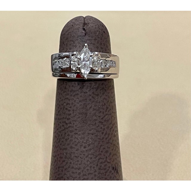 Metal Approximately 0.75 Carat Diamond Engagement Ring/Band 14 Karat White Gold For Sale - Image 7 of 18