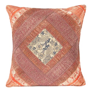 Pasargad DC Vintage Sari Silk Square Pillow Case For Sale
