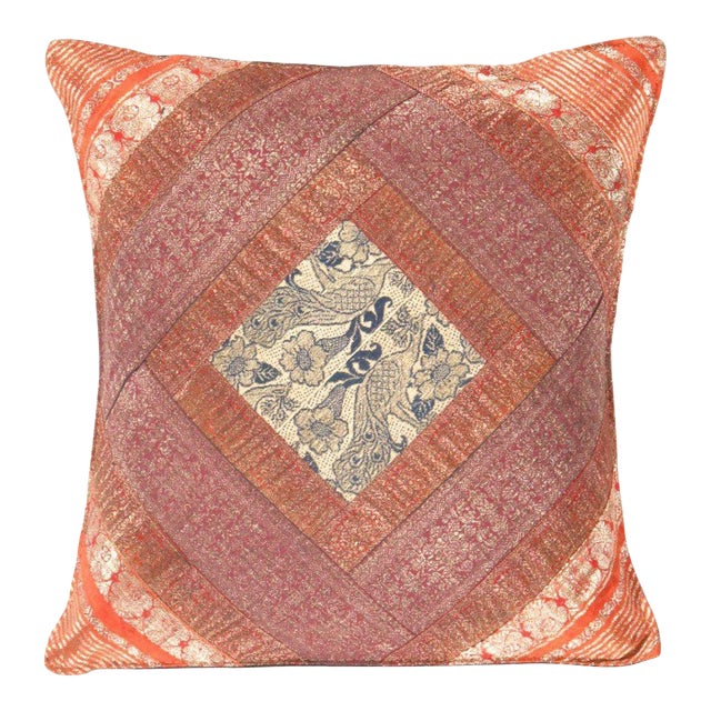 Pasargad DC Vintage Sari Silk Square Pillow Case For Sale