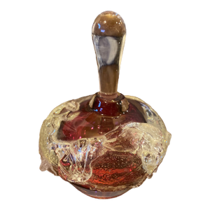 Studio Art Glass Perfume Bottle - Cranberry Core Signed by Artist Loretta Eby