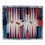 Hand-Needlepoint Backgammon Board W/ Red & Blue Checkers For Sale