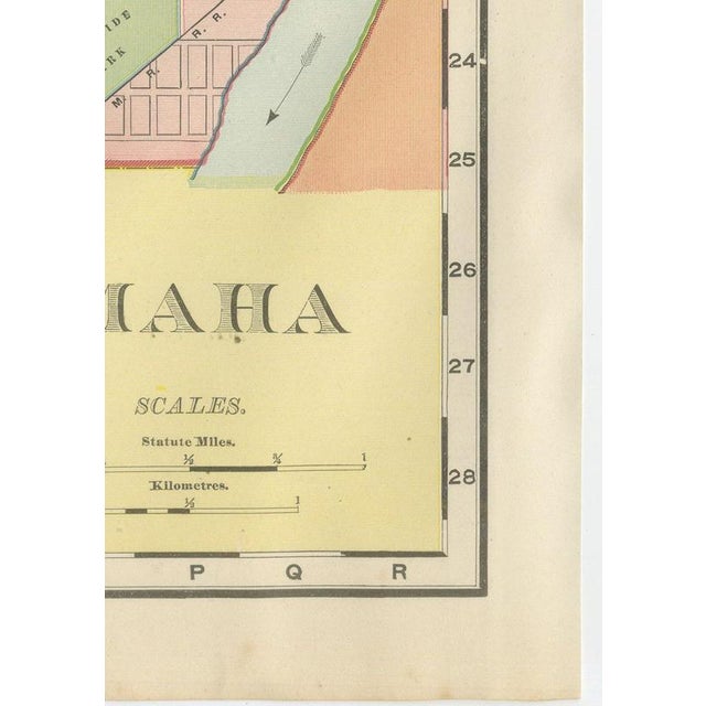 Antique Map of Omaha with Union Stock Yards from Rand McNally, 1899 For Sale - Image 9 of 12