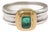 Silver Ring w/Emerald in 22k Gold Bezel Set, Size 7.5 For Sale