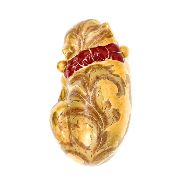 Vintage Gold Porcelain Sleeping Cat Figurine | Mid-Century Decorative Ceramic For Sale - Image 10 of 13