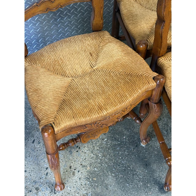 Habersham French Country Farmhouse Ladderback Rush Seat Dining Chairs - Set of 4 For Sale - Image 9 of 12
