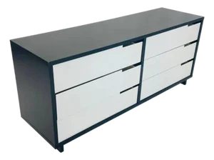 Vintage Style 6 Drawer Credenza With White Accented Drawers