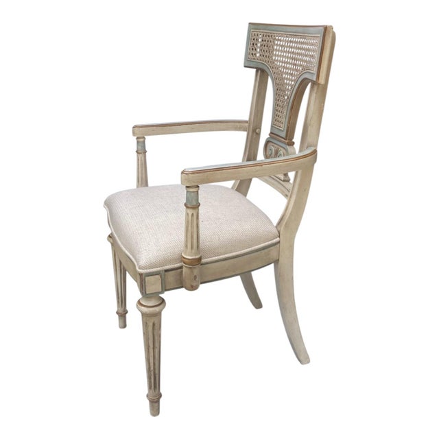 French Louis XVI Style Armchair With Caned Back For Sale - Image 3 of 6