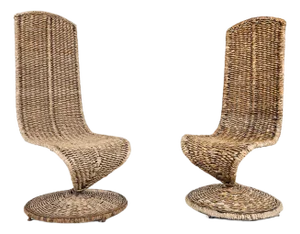 Sculptural High Back Chairs, Italy, 1980s, Set of 2