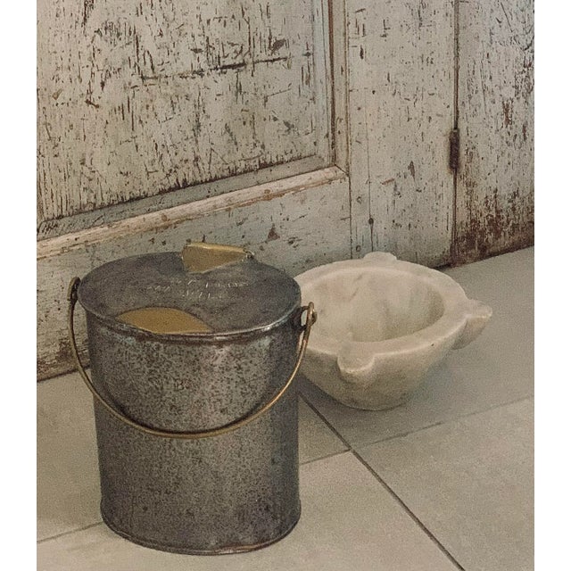 1880's Original Antique English Steel & Brass Dairy Pail, 'Abbott Bros. Pure Milk' Embossed on the Lid For Sale - Image 12 of 12