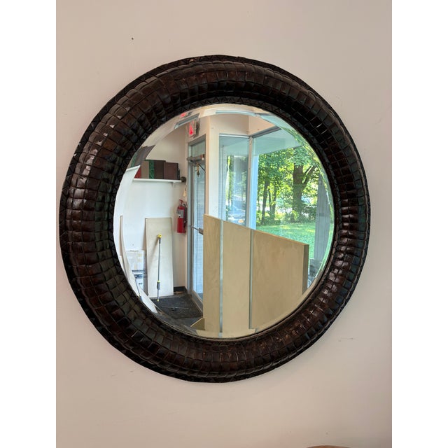 Brown 1980s Coconut Shell Round Mirror For Sale - Image 8 of 11