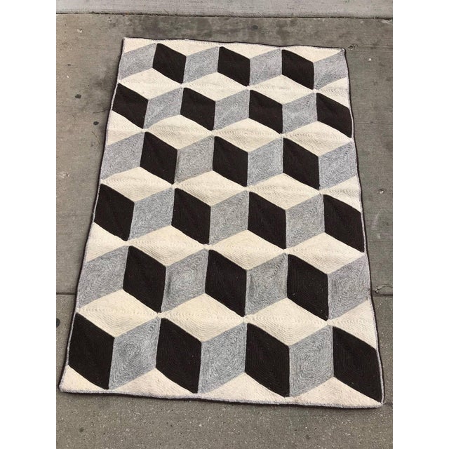 Graphic Tumbling Blocks Woven Jute Wall Hanging Or Flat Weave Rug Chairish