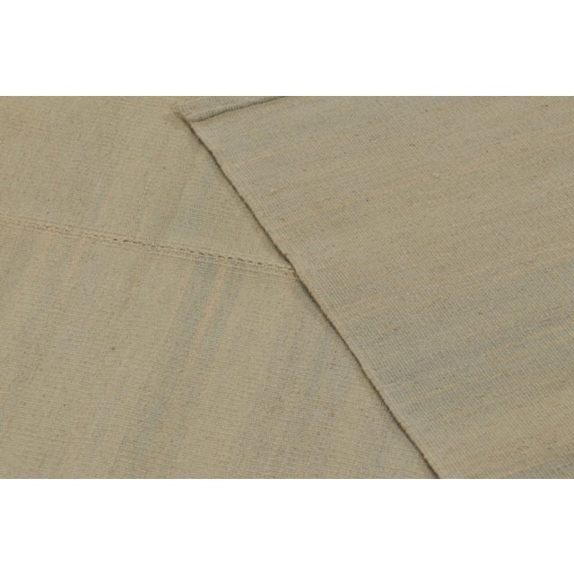 Beige Rug & Kilim’s Contemporary Rez Kilim in Brown and Teal Textural Stripes For Sale - Image 8 of 10