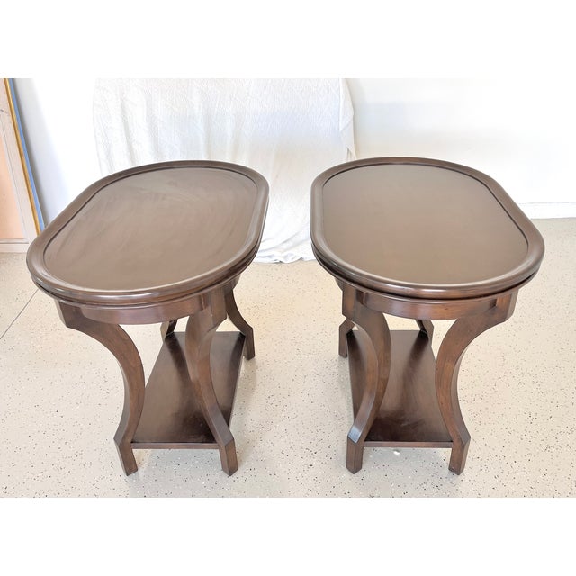 Wood Dark Wood Oversized End Tables, Nightstands - Set of 2 For Sale - Image 7 of 12