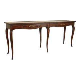 Henredon French Country Style 72 inch Long 2 Drawer Oak Console Table For Sale