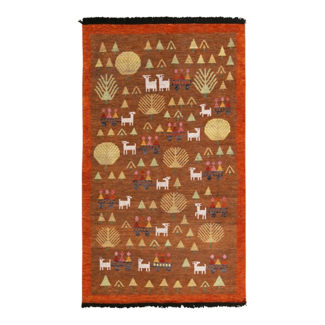 Handknotted Scandinavian Pictorial Folk Rug, 9'x12' For Sale