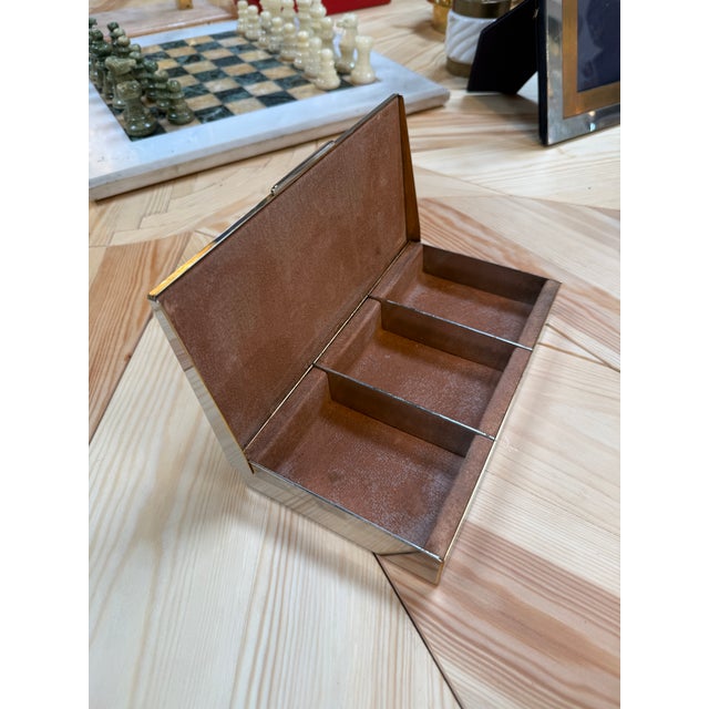 Vintage Italian 24-Karat Gold-Plated Compartment Box For Sale - Image 4 of 9