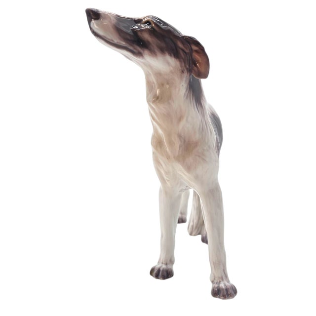 Art Deco Mid-20th Century Dahl Jensen Danish Porcelain Borzoi Russian Wolfhound Dog Figurine Model 1137 9.5" For Sale - Image 3 of 9