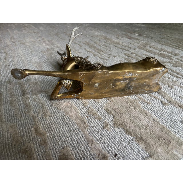 Brass Reclining Brass Reindeer, Mid-Century For Sale - Image 8 of 8