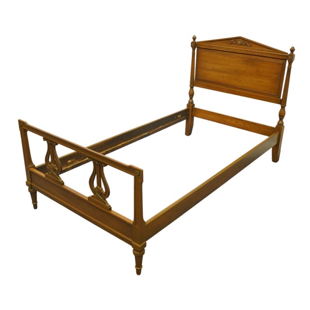 DAVIS CABINET Co. Italian Neoclassical Tuscan Style Twin Size Bed 473 - Chambord Walnut Finish 44.5" High 42" Wide 81"...