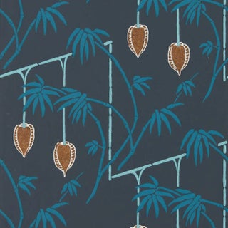 Harlequin Kimiko Wallpaper in Japanese Ink/Copper For Sale