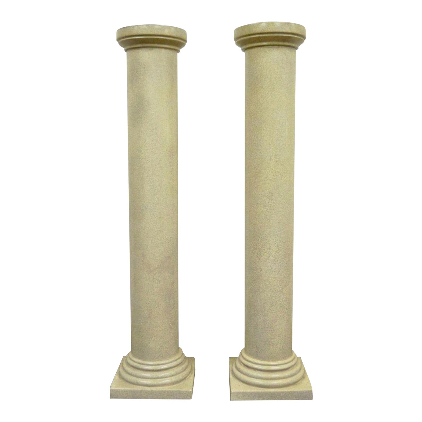 Vintage Pair of 60" Faux Concrete Fiberglass Columns Pedestal Sculpture