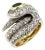 Diamond & Sapphire 18k Two Tone Gold Multi Row Snake Ring For Sale