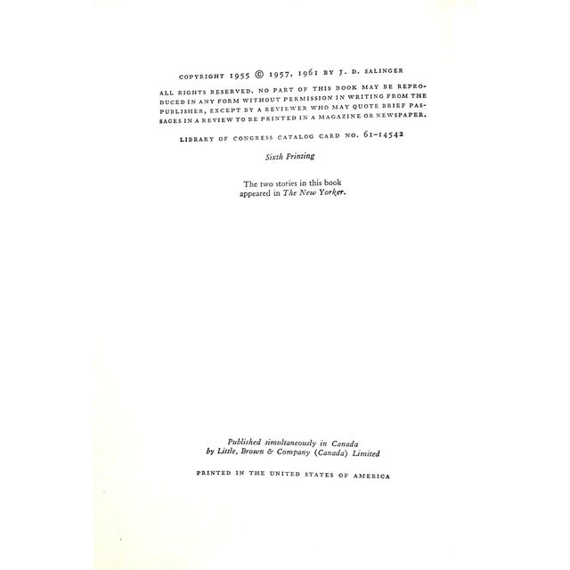 1960s "Franny and Zooey" 1961 Salinger, j.d. For Sale - Image 5 of 6