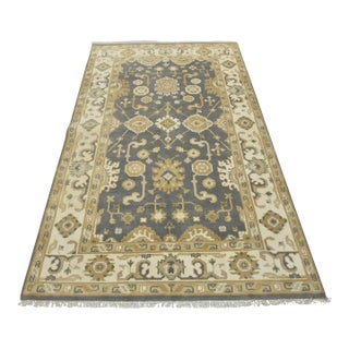 Oushak Rug 5’2” X 8’2” Gray Wool Traditional Hand-Knotted Oriental Carpet For Sale