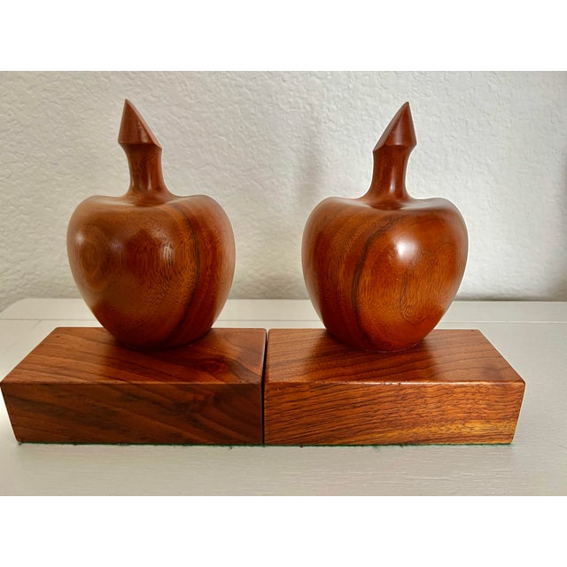 Mid-Century Modern Wooden Apple Bookends - a Pair | Chairish