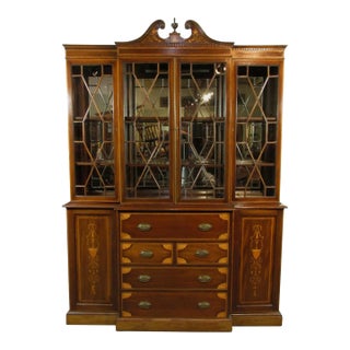 Mid 20th Century Edwardian Inlaid Breakfront For Sale