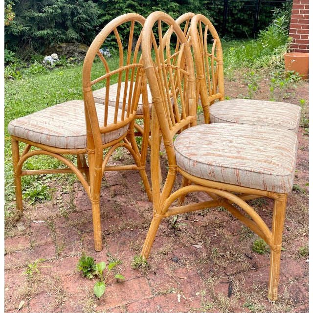 Vintage Rattan Dining Chairs Set of 4 Chairish
