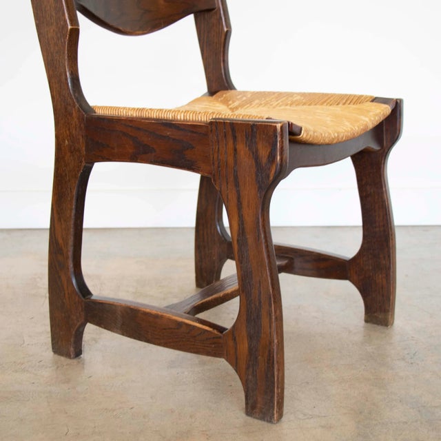 1940s French Oak Dining Chairs in the Style of Guillerme & Chambron - Set of 6 For Sale - Image 9 of 12