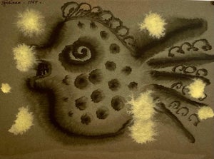 Michail Grobman, Post Soviet Nonconformist Avant Garde Russian Israeli Gouache Painting Grobman, 1964
